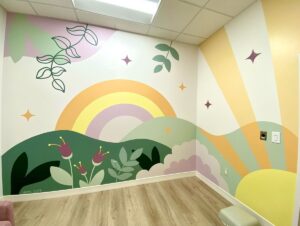 cartoon theme kids room wall painting design