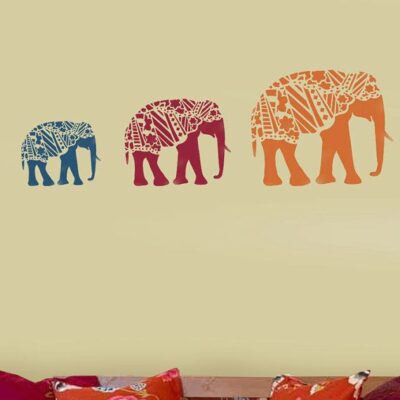 Elephant motif office wall painting design