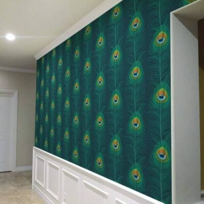 Peacock feather office wall painting design