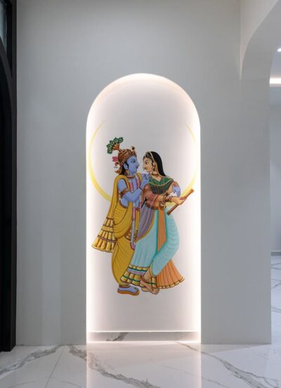 Indian temple architecture office wall painting design